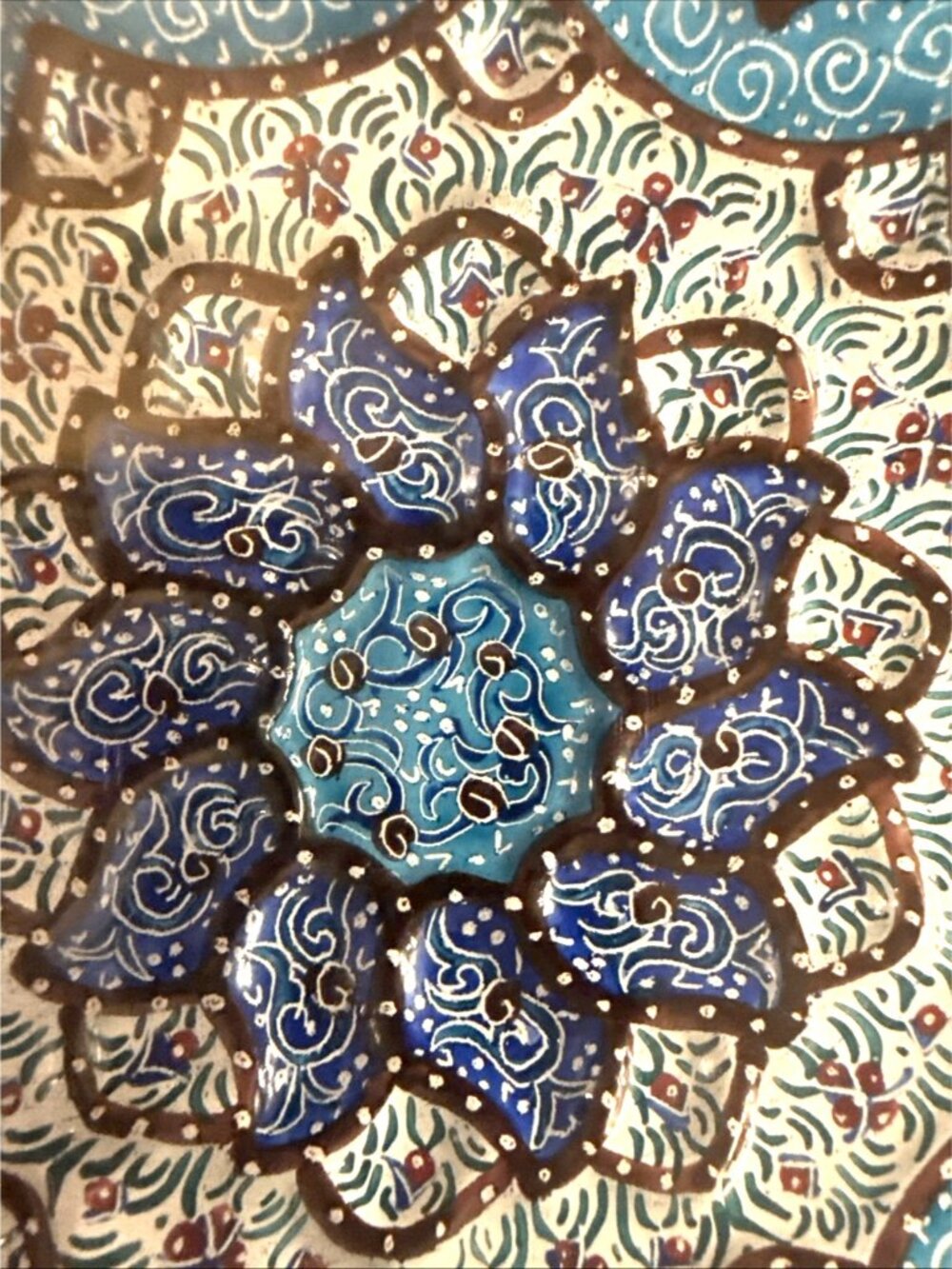 Persian "Minakatri" Handcrafted Wall Hanging Decorative Framed Plate - Picture 2 of 16
